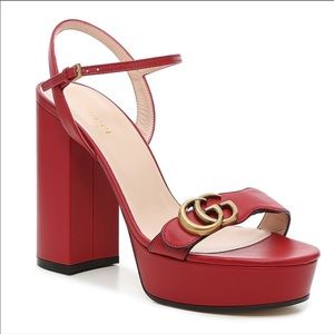 Brand new red gucci marmont platform heels